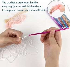 Kit d'aiguilles à crocheter en cuir coloré pour la <span class=keywords><strong>couture</strong></span> sac à crocheter ensemble de crochets et aiguilles à tricoter pour l'artisanat du fil - Product Image 3