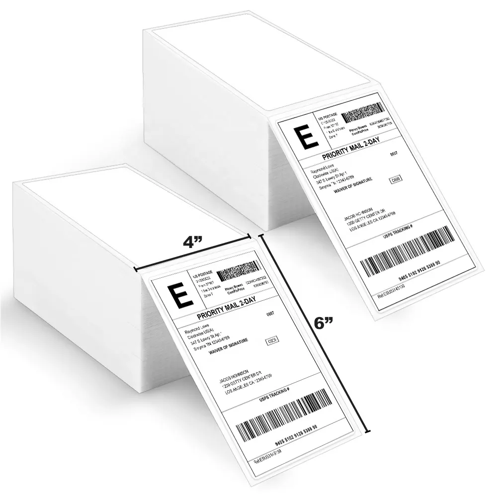 Tahan air alkohol tahan gores termal Printer Label kertas gulung 4X6 pengiriman Label gulungan 57*38 kertas termal
