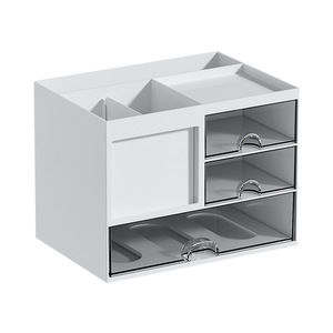 Desktop <b>Storage</b> <b>Box</b> White Rectangle Transparent <b>Drawer</b> Multi Functional Office Student Dormitory Organizer - Product Image 5