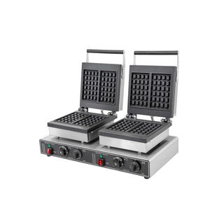 商用スクエアベルギーワッフルメーカーノンスティックワッフル鉄ダブル2スライスベルギーワッフルマシンタイマーとサーモスタット付き - Product Image 1