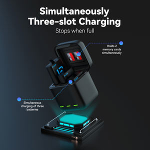 <span class=keywords><strong>TELESIN</strong></span> pour Hero 12/11/10/9 Boîte de charge rapide 3-en-1 1750mAh avec stockage de cartes TF et batterie - Product Image 2