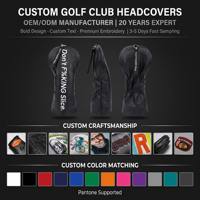 Novedad 2026: Funda de cuero PU personalizada con logo para driver de golf, cierre elástico, bordado 3D, juego completo, venta al por mayor de fábrica OEM
