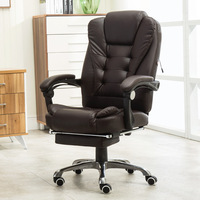 Chaise de bureau ergonomique de luxe moderne pour chambre à coucher, réglable en hauteur, confortable, à dossier haut, pivotante, avec massage, en cuir PU