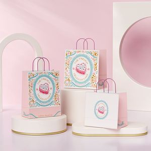 Sacs en papier kraft personnalisés, durables, recyclables et réutilisables pour les magasins de thé au lait et de pain, avec poignée, logos imprimés en couleur - Product Image 2