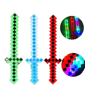 Amostra grátis LED Light Up Mosaicos Diamante Pixel Espada Led Arma Brinquedo Sabre de Luz com Som Light Up Brinquedo