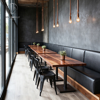 Ensemble de table et chaises carrées en bois, mobilier commercial direct usine Ron Group, sièges en cuir pour restaurant et café