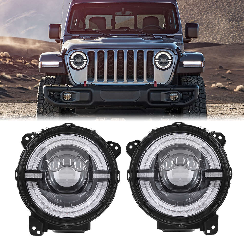 Dot Goedgekeurd 9 Inch Led Halo Ronde Koplamp Hoge Dimlicht Met Drl Compatibel Met Jeep Wrangler Jl 2018-2020