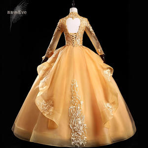 ชุดเดรสออกงานแบบยาวสไตล์เม็กซิกันสั่งตัดได้ คอวี ประดับลูกไม้ ทรงบอลกาวน์ สำหรับงานวันเกิด งานฉลองอายุ 15 ปี (Quinceanera) - Product Image 4