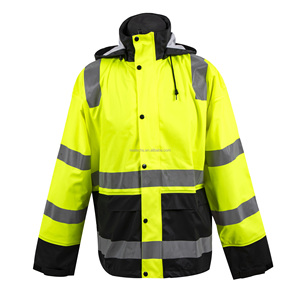Chaqueta DE TRABAJO amarilla de alta visibilidad de poliéster 100%, ropa de trabajo Bomber de seguridad de alta visibilidad Unisex, uniformes térmicos impermeables para hombres y mujeres - Product Image 4