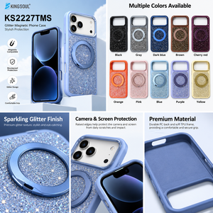 เคสโทรศัพท์ Kingsoul Glitter Magnetic Ring Stand ป้องกันการกระแทก สำหรับ iPhone 16 Pro Max Samsung Galaxy S25 Ultra - Product Image 3