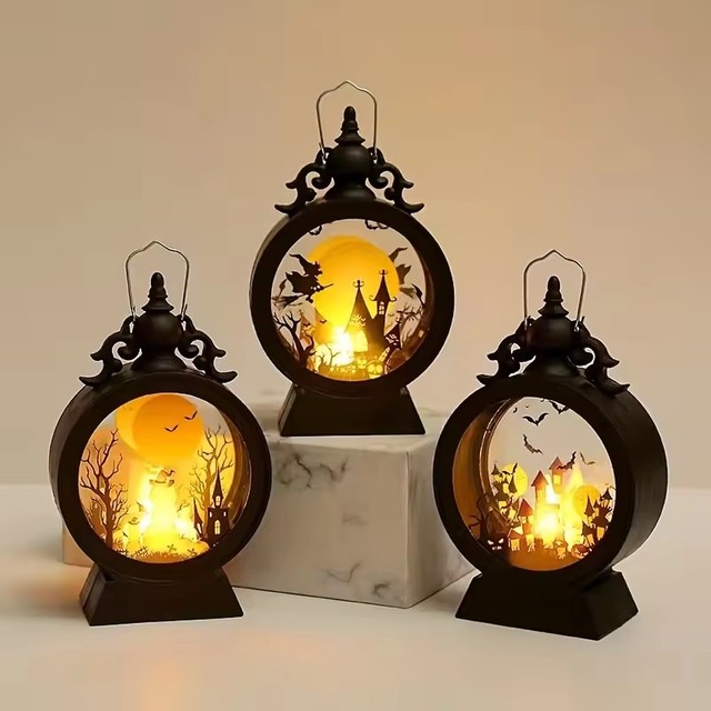 Halloween Pumpkin Ghost Lantern Lamp LED Hanging Ornaments Halloween Bar Decorations for Home Horror Props Party Decors Supplies