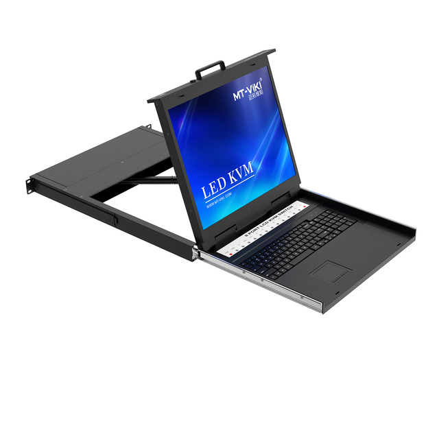 19" LCD VGA KVM Switch 8 Port VGA + 8 Cables, MT-VIKI 1U Rackmount KVM Console Drawer, 8 Port LCD KVM Switch
