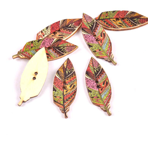 Hotsale Gỗ Lá Nút Đầy Màu Sắc In Ấn Flatback Gỗ Nút May Mặc Hoặc Trang Trí Nút - Product Image 3