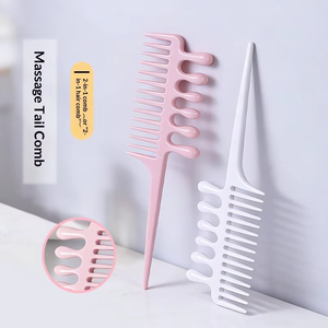 Peine de Masaje de Plástico con Dientes Anchos y Largos para Desenredar el Cuero Cabelludo, Desbloquear Meridianos, Dar Volumen, Resaltar y Seccionar, Multifunción para Peluquería - Product Image 4