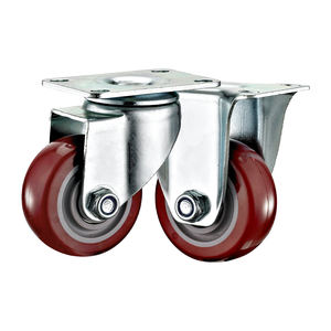 Plaque supérieure de 3 4 5 pouces Roulette à usage moyen Roue rouge en PU/polyuréthane Roues pivotantes pour chariot à main industriel avec roulettes de frein - Product Image 3