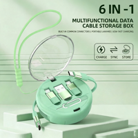 Kit de câbles de données rétractables multifonctionnels en cuivre pur 6-en-1 USB 3.0 à charge rapide PD 60W, 4 vitesses réglables, vente en gros 2026