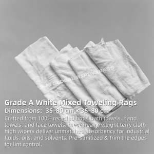 Trapos de toalla blancos reciclados hechos con mezcla de trapos de algodón para una limpieza industrial confiable - Product Image 2