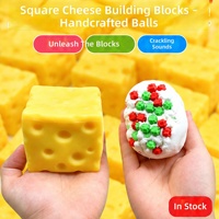 Jouet anti-stress souple en caoutchouc 100% style blocs de construction, saveurs beurre de cacahuète, fromage, mangue - Emballage blister - Vente en gros pour tous les âges