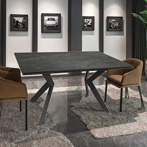 Ensemble de <span class=keywords><strong>table</strong></span> à manger moderne carrée rectangulaire <span class=keywords><strong>extensible</strong></span> en marbre <span class=keywords><strong>Table</strong></span> de salle à manger en pierre frittée au design <span class=keywords><strong>scandinave</strong></span> - Product Image 5