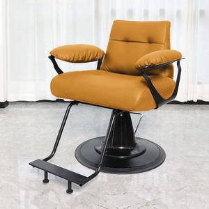 Sillón de Barbería Hidráulico Negro Moderno con Cuero PU, Ajustable, Giratorio 360 Grados y Base Redonda para Uso Comercial en Barberías - Product Image 3
