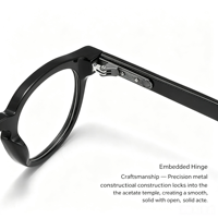 Charnière intégrée M3051 avec ouverture et fermeture fluides. Montures de lunettes en acétate élégantes et précises de style japonais, rondes et transparentes