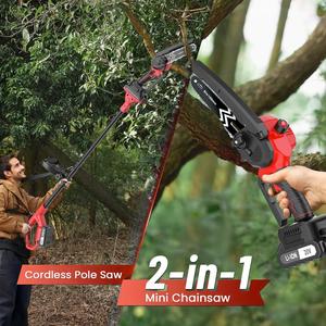 Tronçonneuse 20V sans fil 2-en-1 avec longue perche pour la coupe du bois et mini-tronçonneuse CS-150TSET, scie à perche sans fil, mini-tronçonneuse CS- - Product Image 6