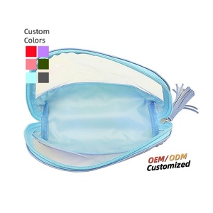 Sac cosmétique avec fermeture éclair logo personnalisé PU cuir Laser hologramme demoiselle d'honneur cadeau PVC TPU pochette de maquillage sac cosmétique - Product Image 4