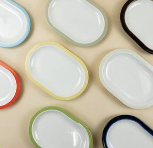 Plato de comida rápida desechable de melamina de borde ancho de dos tonos personalizado plato de desayuno pequeño para restaurante fiesta diseño moderno para tienda - Product Image 4