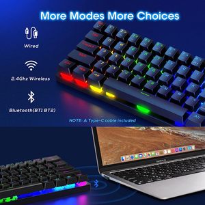 Bàn Phím Chơi Game Trắng Nhãn 60% Không Dây Mini Chơi Game Cơ Khí Bàn Phím Quang Học Chuyển Đổi Màu Đỏ Mini Chơi Game Bàn Phím Cơ Khí - Product Image 5
