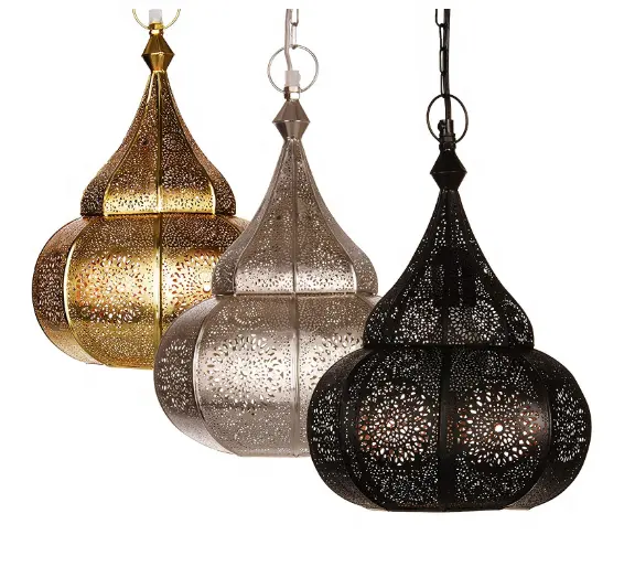 Lámpara de techo de estilo Oriental, luces de estilo marroquí, linterna colgante Vintage, negra, gran oferta