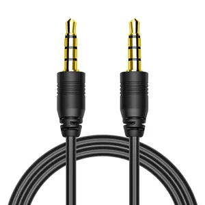 Headphone Aux kabel Audio pria KE pria lapis emas 3.5mm, kabel colokan Aux empat tiang untuk Headset mobil kabel Speaker PC ponsel MP3