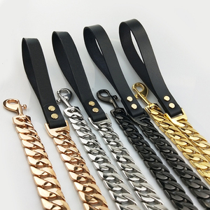 Collar de perro de lujo al por mayor 2024, correa de acero inoxidable 316l de alta calidad, mango de cuero de Metal dorado <span class=keywords><strong>Floral</strong></span>, diseñador de cadena cubana - Product Image 4