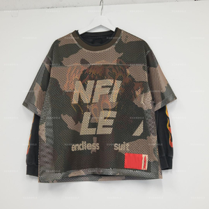 Verano manga corta hombro caído gran tamaño malla pesada poliéster Dtg impresión camiseta 300 Gsm Boxy recortada <span class=keywords><strong>Camo</strong></span> Jersey camisas - Product Image 2