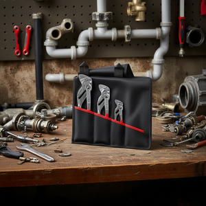 For 3-Piece Adjustable Wrench <b>Pliers</b> <b>Set</b> with Plastic Handles and Serrated Jaw for Plumbing and Mechanical Use - Product Image 2