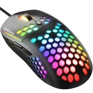 Souris de jeu filaire Onikuma CW903, design alvéolé ajouré, rétroéclairage RGB Chroma, pour joueurs d'e-sport professionnels - Product Image 1
