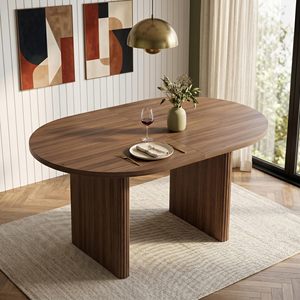 Table à manger ovale en bois SENYU au design moderne avec pieds cannelés, style mid-century, pour la salle à manger à domicile - Product Image 3