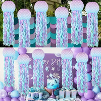 Lanternes en papier méduse suspendues couleur sirène sous la mer/océan thème anniversaire chambre décor fête décorations fournitures