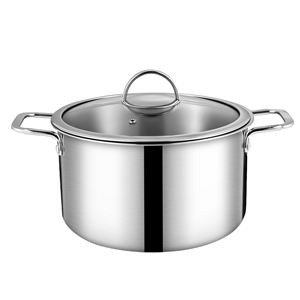 Juego de Ollas de Cocina de 3 Capas de Acero Inoxidable con Tapa de Vidrio, <span class=keywords><strong>Olla</strong></span> Tricapa para Hervir, Apta para Cocina de Inducción - Product Image 2