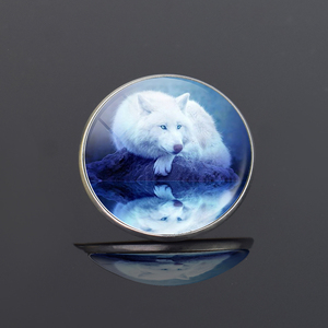 Broche Portrait de <span class=keywords><strong>Loup</strong></span> Réaliste - Épingle de Revers en Verre et Acier Inoxydable pour Événements Thème Faune Sauvage et Stock de Boutiques de Mode - Product Image 3