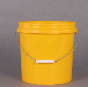 Yellow Plastic Pail Cylinder Shape PP Material Durable Gloss Varnishing Handle For Storage Use - Product Image 1