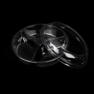 Envase Redondo Desechable de Plástico para Ensalada de Frutas con Tapa, 3 Compartimentos, Envase para Frutos Secos - Product Image 6