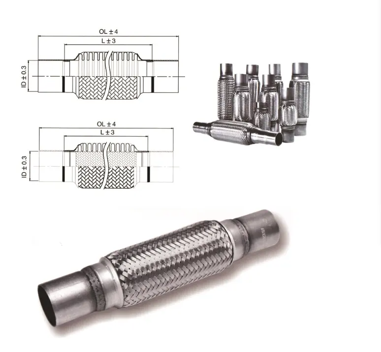 Silenciador de coche con conector Flexible de acero inoxidable, tubo de escape con malla de alambre trenzado