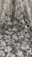 Tissu en dentelle française 3D floral perlé et brodé de paillettes, blanc, sans cordon, pour robe de soirée, de mariée ou de cérémonie