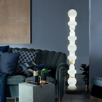 Lampe sur pied en albâtre naturel empilé de style moderne Wabi Sabi avec éclairage LED pour salon, chambre à coucher, hôtel