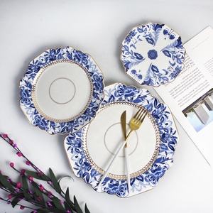 Bone China Animal Pattern High Grade Wedding Charger Plate <b>Sets</b> Ceramic Dinnerware Blue and <b>White</b> Porcelain - Product Image 2