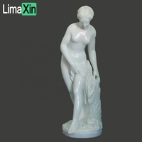 Statue féminine en marbre de décoration de jardin grandeur nature sculptée à la main de luxe en vente entière