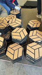 Catilan Hexagom PET Panel Madera PVC Chapa Panel acústico Respaldo Pared de madera Akupanel Hexágono a prueba de sonido - Product Image 6