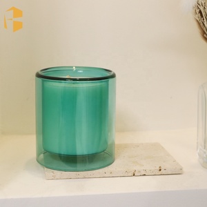 Wholesale <strong>Private</strong> <strong>Label</strong> Luxury Semi-Transparent Color Double Wall Glass <strong>Candle</strong> Jar Fragrance Oil Scented <strong>Soy</strong> Wax <strong>Candle</strong>