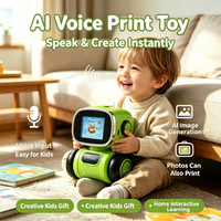 Robot éducatif à commande vocale par IA, imprimante de dessin pour enfants avec contrôle par application, génération d'images, 3 rouleaux de papier d'impression spécial