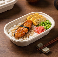 Boîte à collation ovale robuste de 700 ml en bagasse de canne à sucre, écologique, jetable, avec couvercle, micro-ondable, pour fruits, idéale pour la vente au détail professionnelle